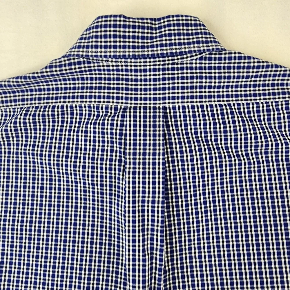 Brooks Brothers Regent Shirt Mens Large Blue Black Plaid Button Down Long Sleeve
